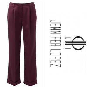 NWT Jennifer Lopez purple satin cuffed pants Size 8
